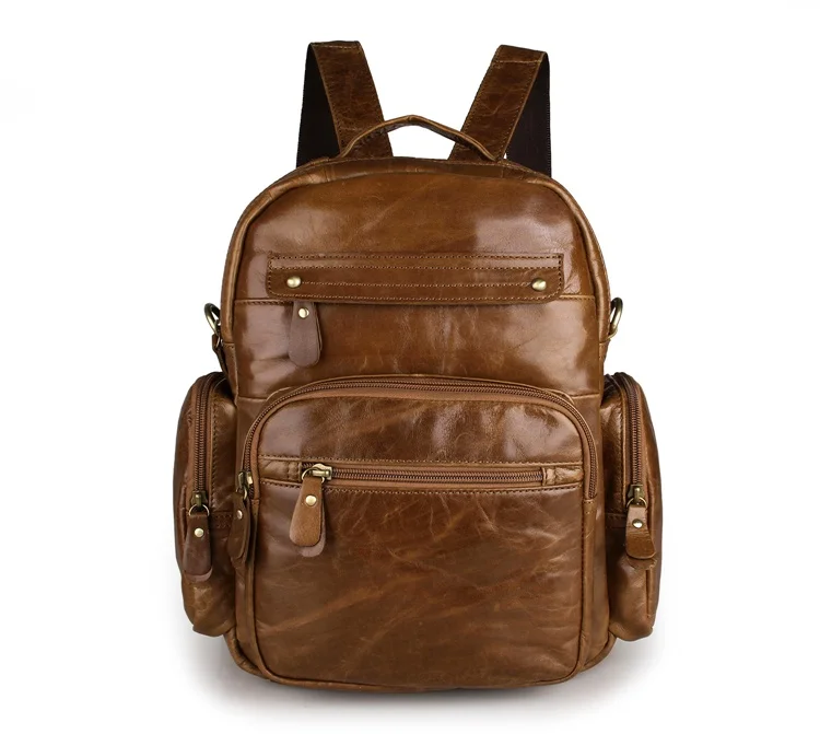

High Quality Classic Vintage Unisex School Bag Genuine Leather Backpacks 2751B