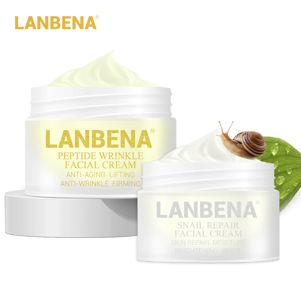 

LANBENA Peptide Anti Wrinkle Facial Cream+Snail Cream Anti Aging Skin Care Whitening Lifting Firming Acne Treatment Day Cream