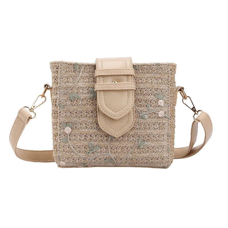 

Straw Shoulder Bag Korean Casual Fashion Bucket Messenger Bag Famous Brand Handbag 2019 Summer New Style