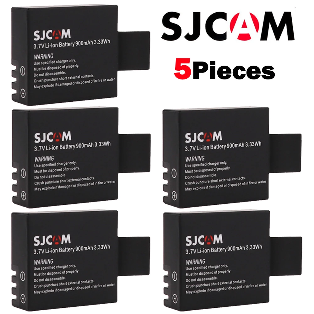 5 шт. батарея 3,7 в 900 мАч SJ4000 wifi SJ5000 SJ6000 батарея для SJCAM SJ 4000 5000 камера экшн-камера аксессуары DV