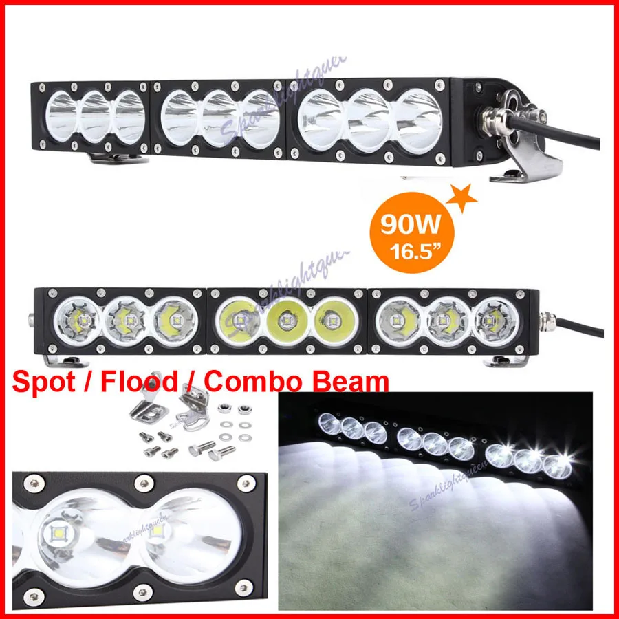 

16.5" 90W CRE 9LED*10W Driving Work Light Bar Clear Lens White Offroad SUV ATV 4WD Spot / Flood / Combo Beam 9000lm 9-32V IP67