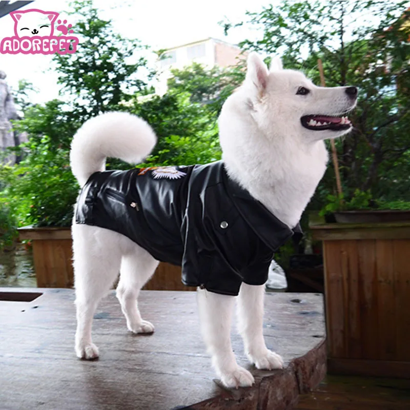Large big dog Pet Luxury pu Leather Jacket Coats for dog Autumn/Winter