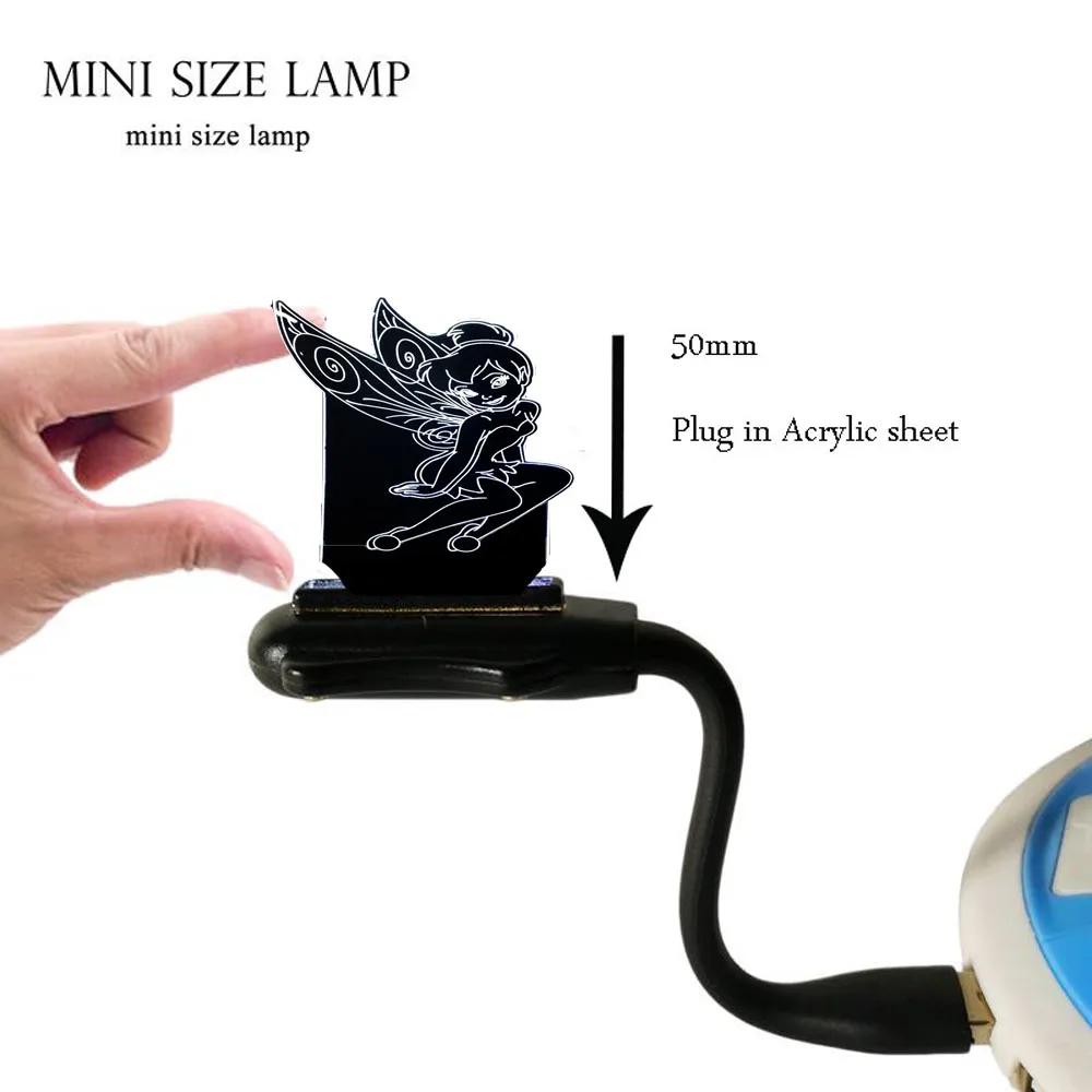 3D Визуальный милый мультяшный светильник 7color изменение Питер Пэн Тинкер колокольчик сенсорный светодиодный ночник для девочки подарок на день рождения Прямая