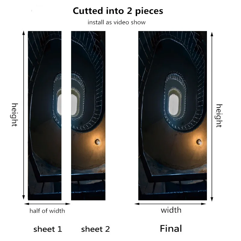 006-cutted into 2pcs Пользовательские размеры 3D креативные цельные дверные наклейки для гостиной поделки ПВХ самоклеющиеся обои деревянный ремонт дверей наклейки - Цвет: 006-cutted into 2pcs