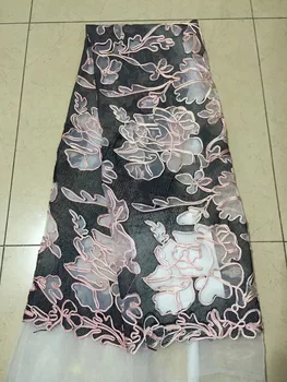 

High Quality Hot Pink Lace Fabric, 3D Embroidery Lace Fabric For Nigeria Party, 2018 Bridal Net Lace for wedding party dress