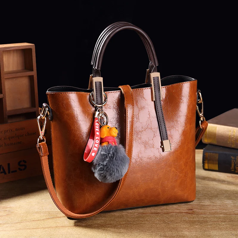 

Vintage Oil Wax Leather Shoulder Bag For Women Fashion Ladies Tote Brand Luxury Handbags Designer Bolsa das senhoras Bolsos Muje