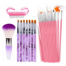 Acrílico conjunto de escova de arte do prego prego ferramenta de pontilhar desaparecer polonês pintura pincel caneta conjunto manicure kit uv gel design escovas de unhas ferramentas(China)