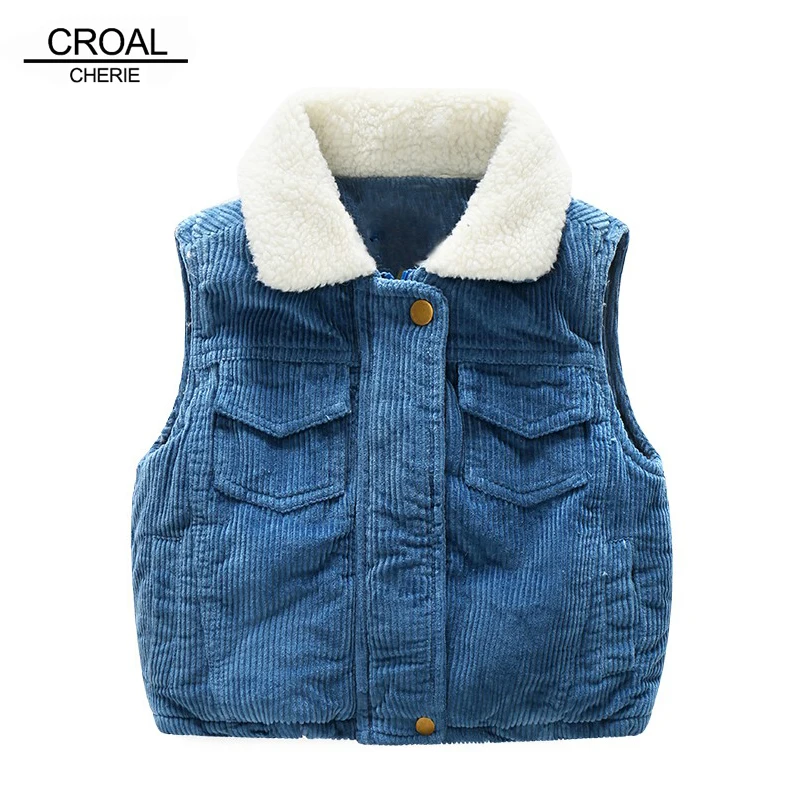 

CROAL CHERIE 80-130cm Corduroy Winter Girls Vest For Boys Clothes Waistcoat Baby Girl Clothes Sleeveless Kid Jackets Velvet Coat