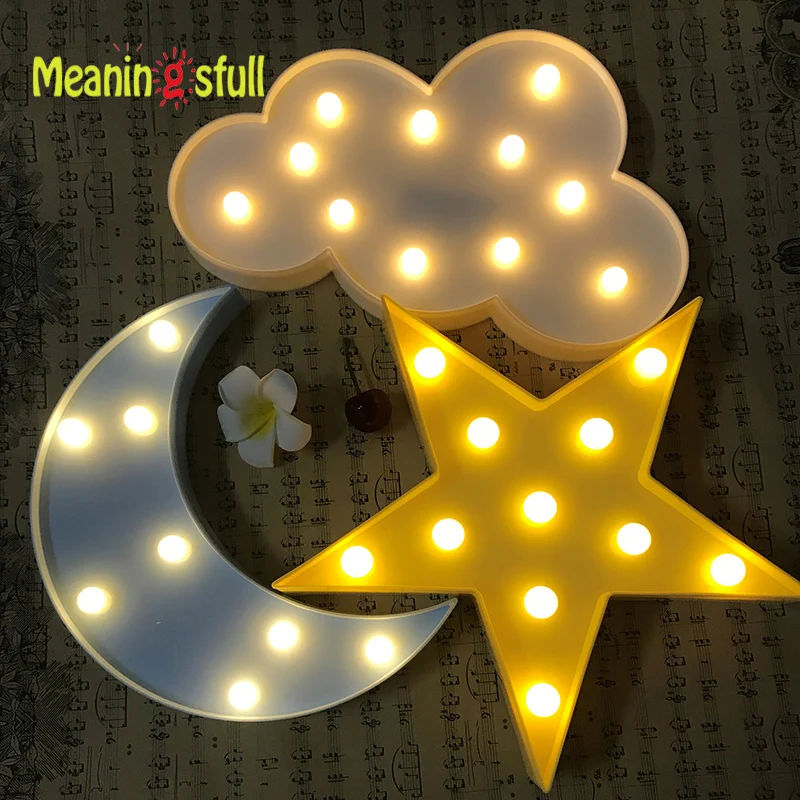 

Creative 3D Led Cloud Night Light Cute Star Marquee Sign Kids Night Lamps For Children Gift Home Bedroom Decoration