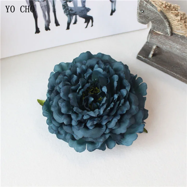 Artificial Peony Flower Head Silk Rose Wedding Wreaths White Pink Blue Fake Flowers Big Flower Heads (2)_