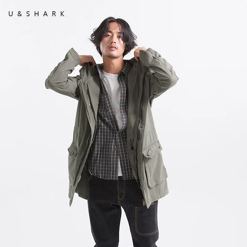 Осенний Новый тренчкот U & SHARK из 100% хлопка Мужская одежда высококачественные