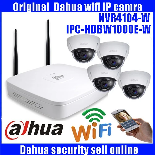 

Free Shipping Dahua 4CH NVR Wireless CCTV System 720P HD H.264 IR Outdoor Security IP Camera WIFI Surveillance Kit
