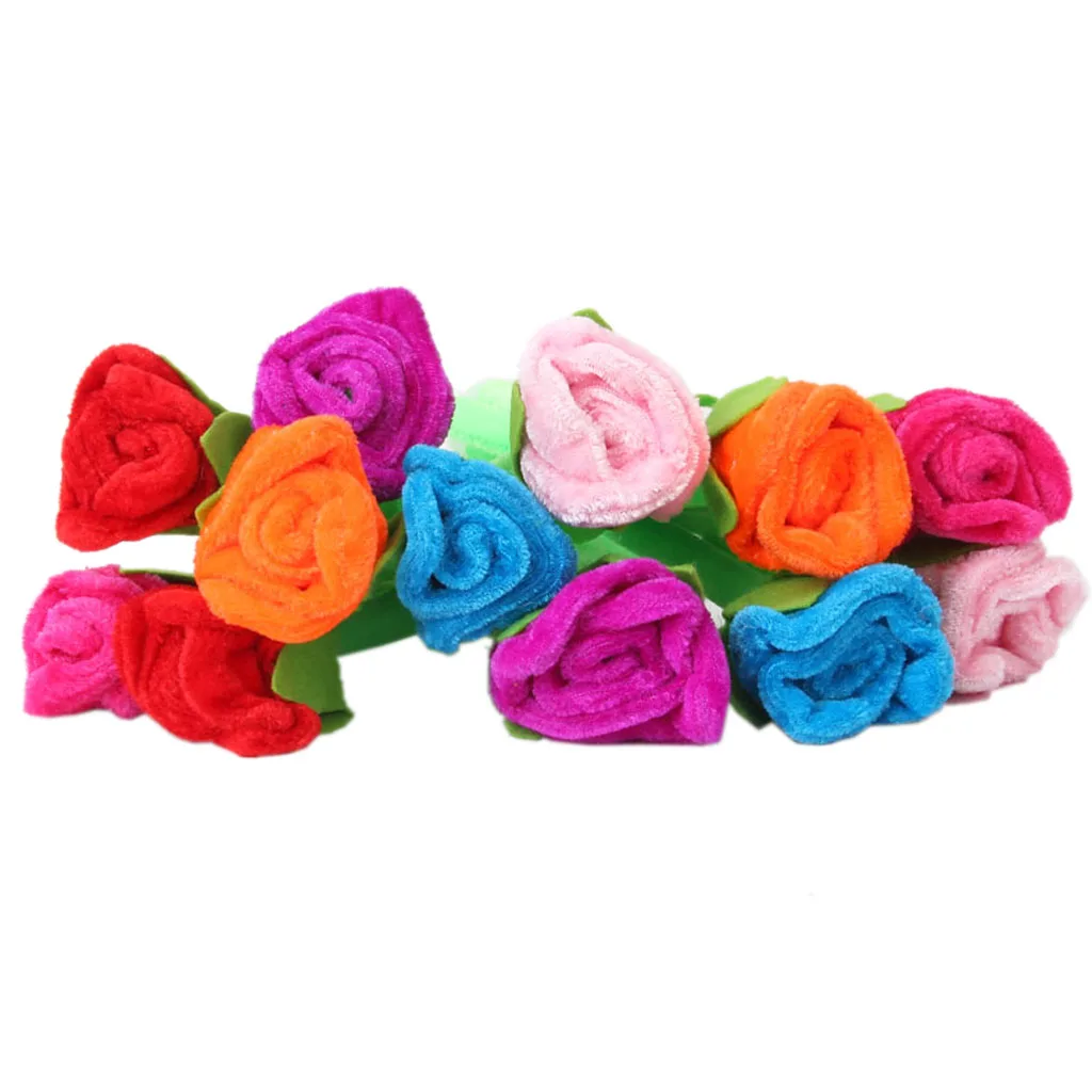 12 Beautiful Plush Roses Flower BALLPOINT Writing Pen Blue Ink Desk Decor Gift