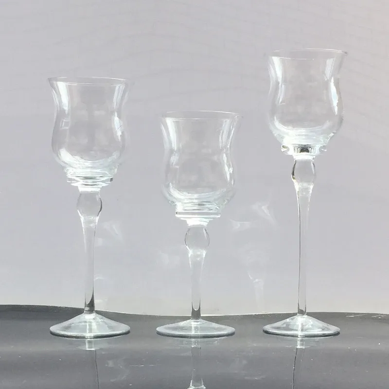 3pcsset Transparent High Glass Candlestick Celebration Candle Holder Wedding Birthday Christmas Home Party Decorations (1)