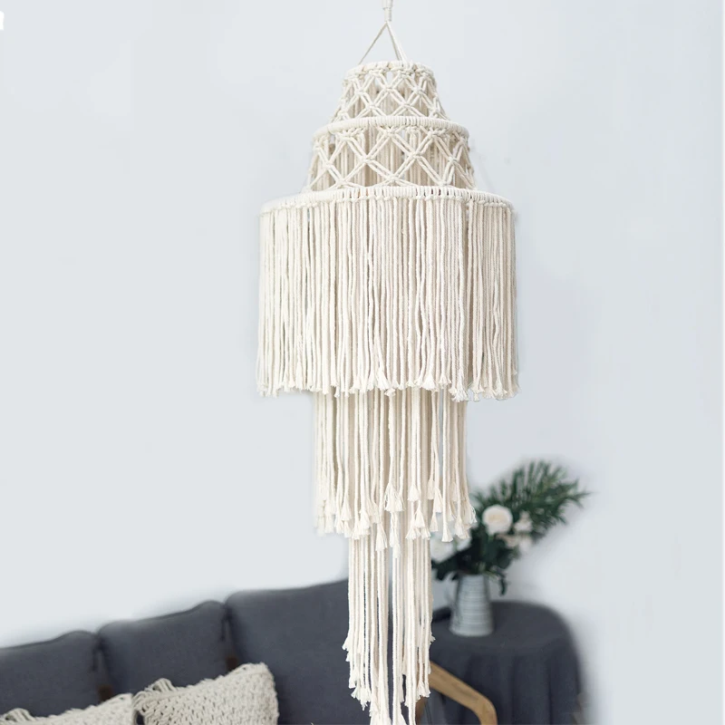 

Round Shade White Bohemian Tapestry Bedside Photography Wedding Decoration Diy Hand-woven