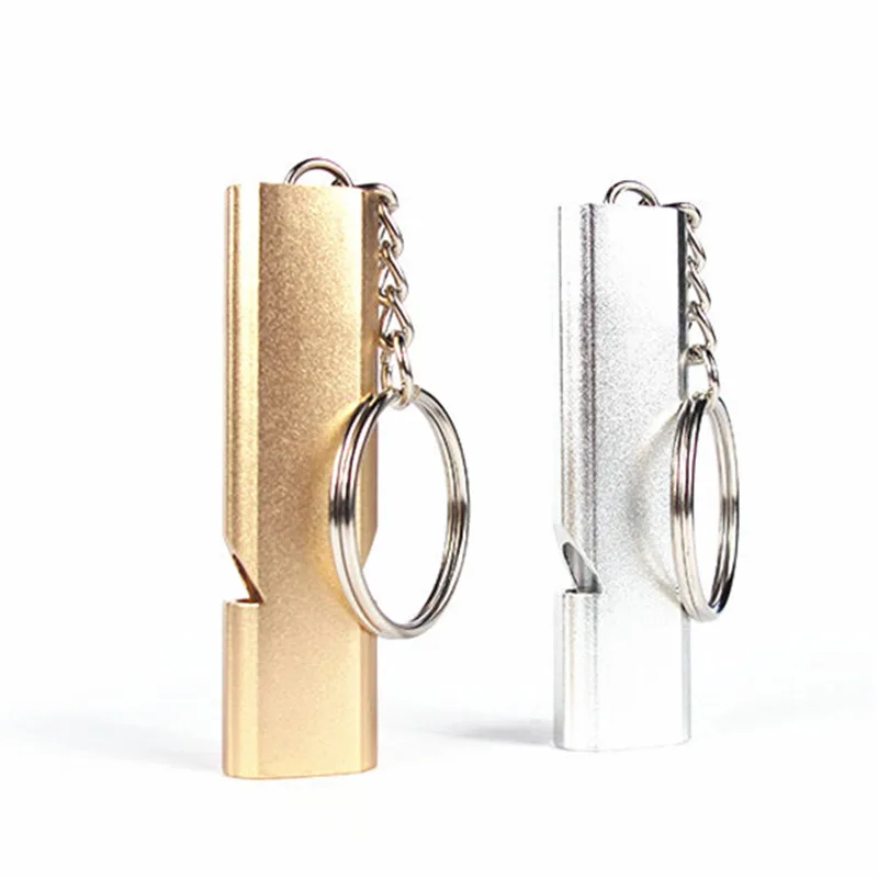 Double Frequency Survival Whistle Gold/Sliver Outdoor Emergency Keychain Aerial Aluminum Alloy Camping Hiking Accessory Tool