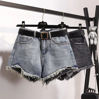 

Plus size 5XL!new arrival casual summer denim women shorts high waists tassel wide leg jeans shorts