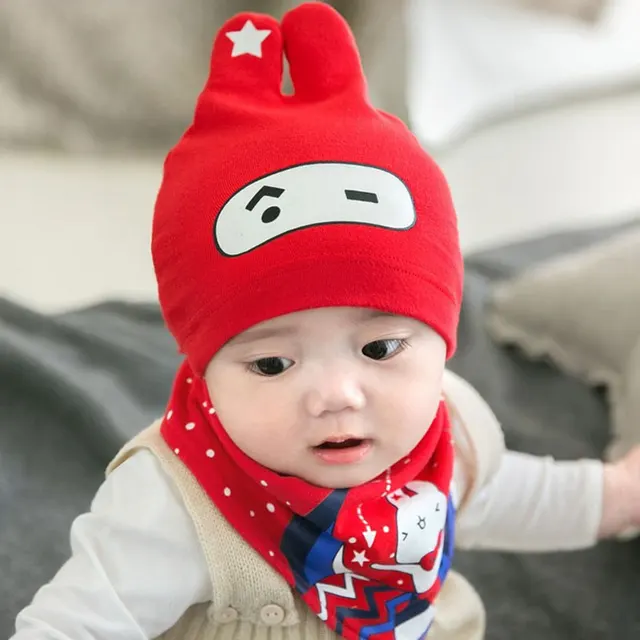 cotton baby hat bib set small cute print cotton cap baby hats