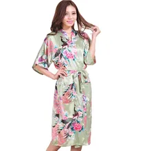 Высокая мода светло-зеленый китайский невесты Свадебный халат платье Для женщин Ночной костюм из вискозы соблазнительное кимоно Банный халат Размеры S M L XL XXL XXXL Z012