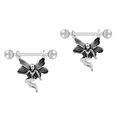 1 Pair Lucky Charms Angel Fairy Design 16g Nipple Ring Bar Shields Body Jewelry Piercing
