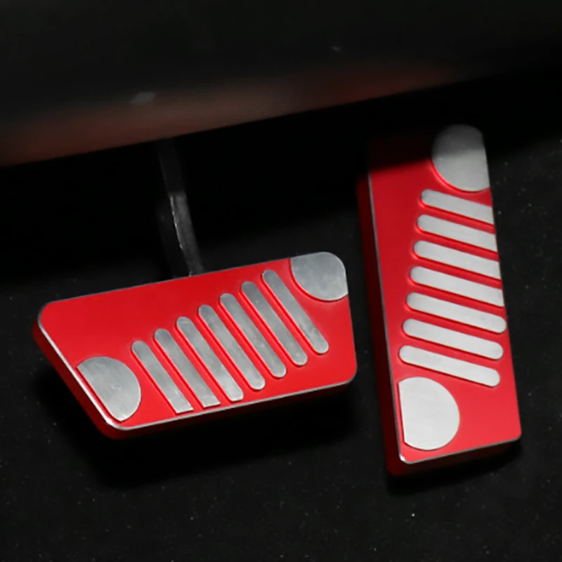 2Pcs Red Aluminum Alloy Accelerator Brake Pedal Protector Cover Set for