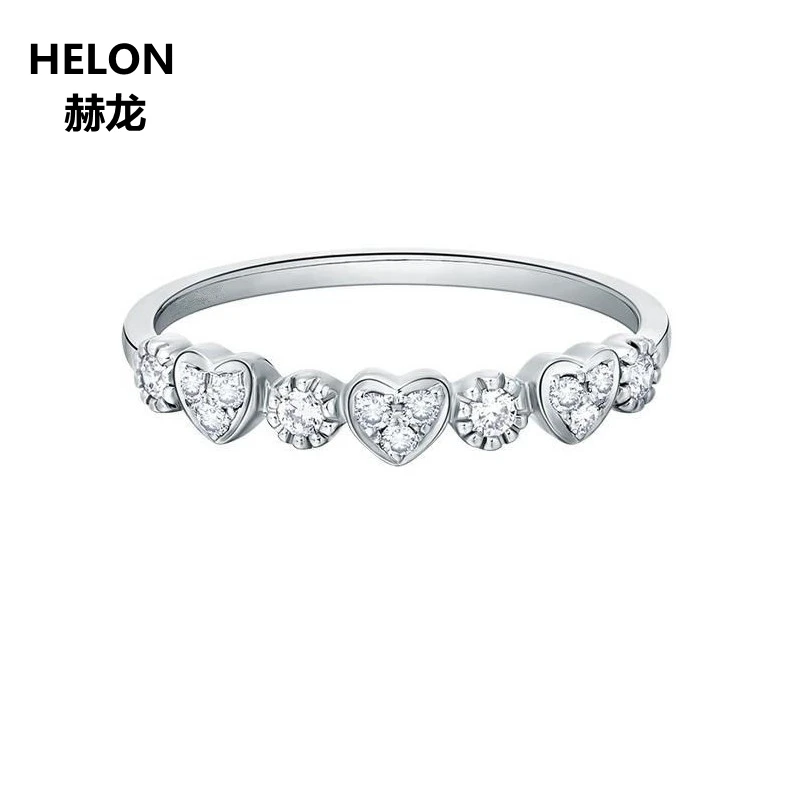 

0.1ct SI/H Natural Diamonds Engagement Ring For Women Solid 14k White Gold Wedding Band Heart Fine Jewelry Gift