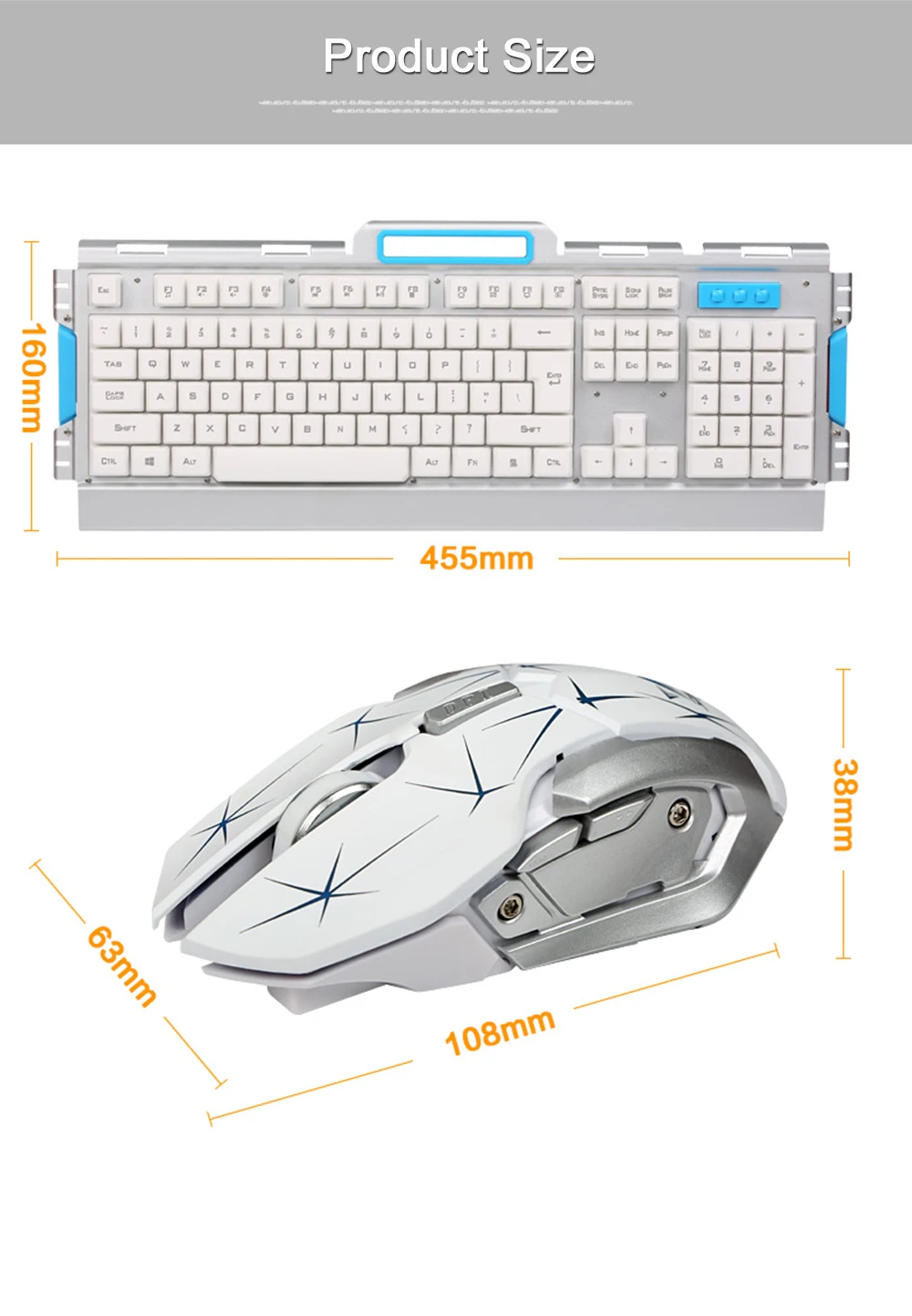 CHUANCHI оригинальная 2,4G Беспроводная игровая клавиатура и оптическая мышь комбо черный/белый 104 клавиш для Windows android IOS
