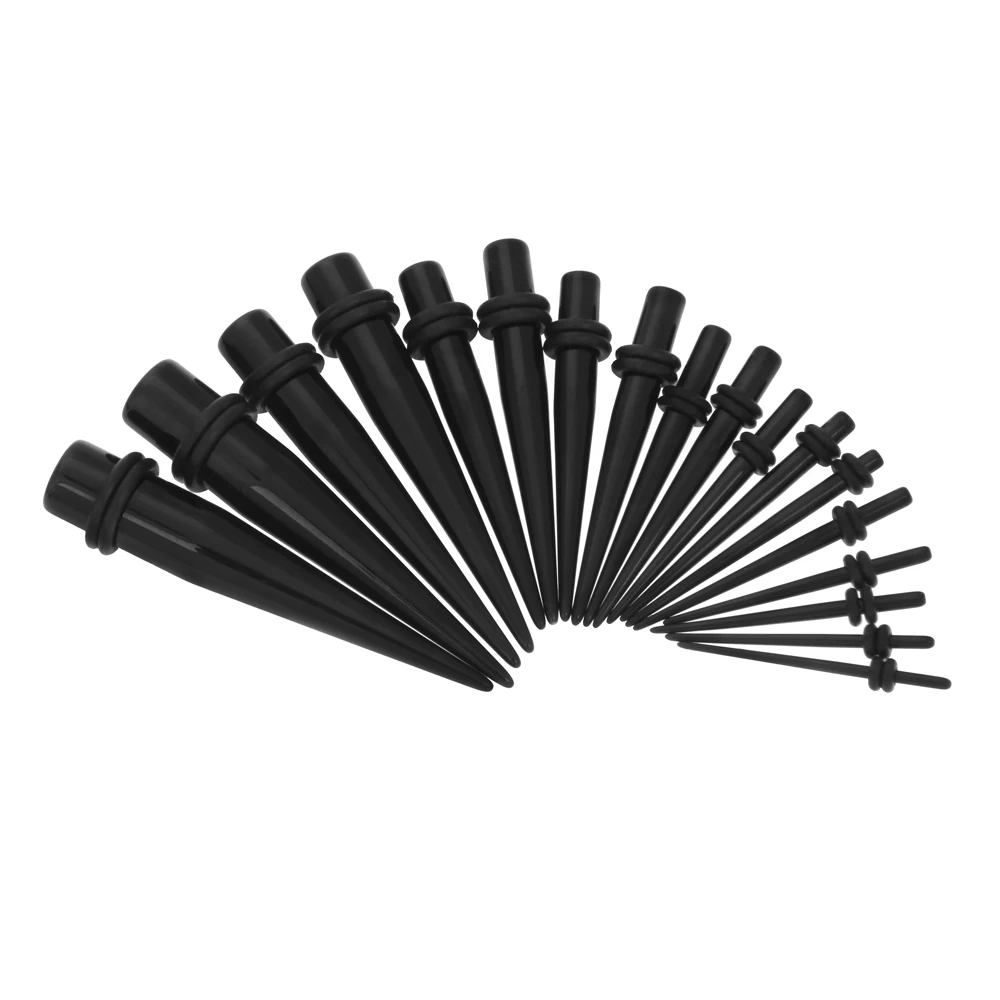 36 шт черные акриловые наконечники для наращивания ушей, пробки для пирсинга, ювелирные изделия для удлинения ушей, тоннели для растяжения ушей, набор пробок