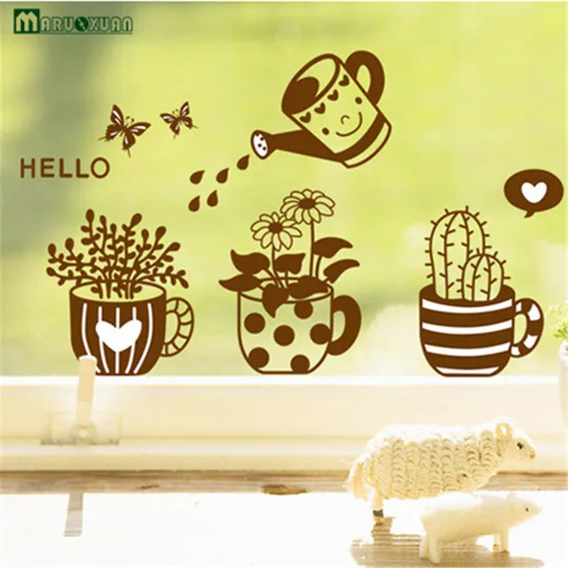 Special Price Kitchen Dining Room Bedroom Dormitory Window Glass Decorative Cute Solid Plant Potted Wall Stickers Removable Special Price Kitchen Dining Room Bedroom Dormitory Window Glass Decorative Cute Solid Plant Potted Wall Stickers Removable