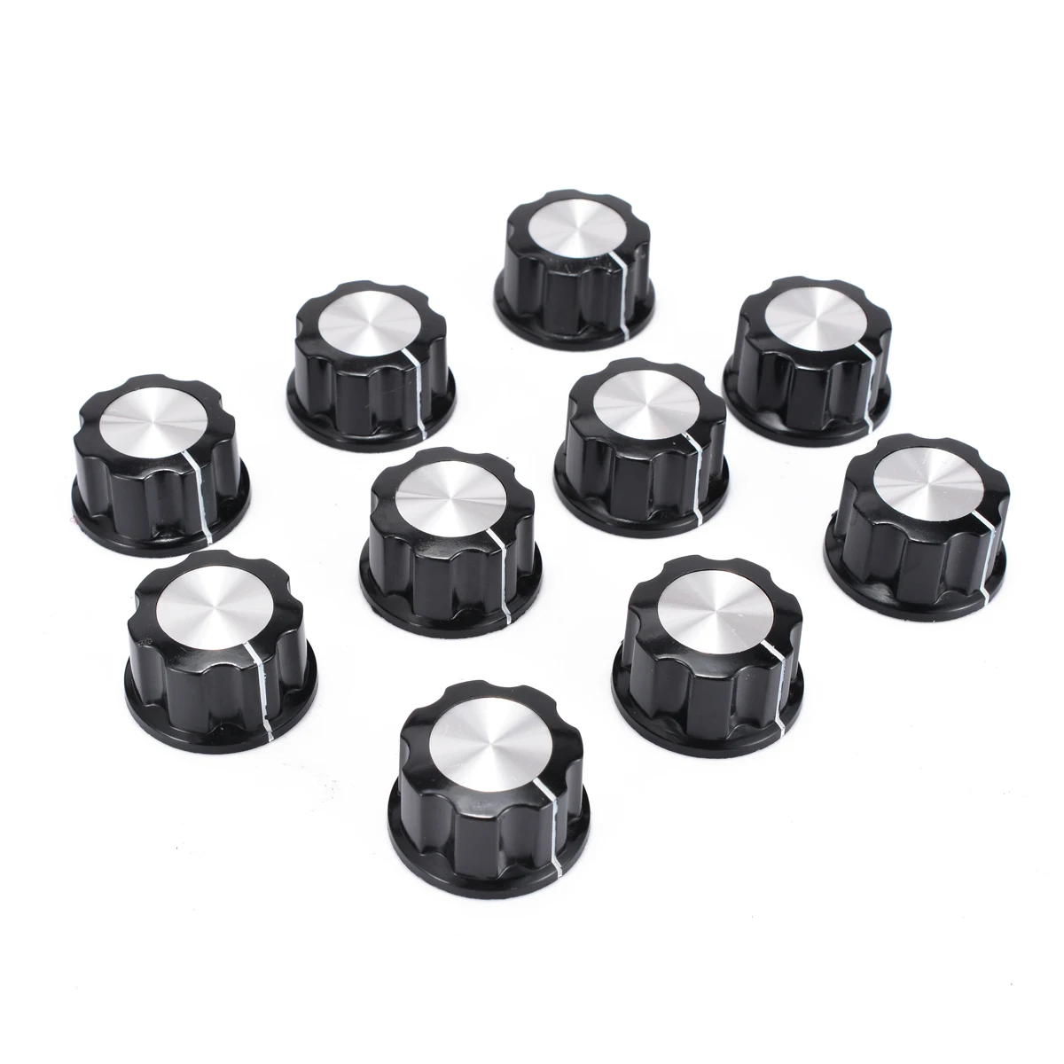 10Pcs/Lot Electronic Instrument Rotary Knob Top Rotary Control Turning Knob for Hole 6mm Dia. Shaft Potentiometer Knob Cap