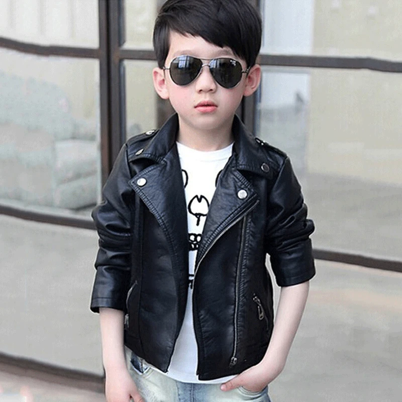 New Kids Coat Leather Baby Jacket Boy Black and Red Camperas Ninos Kids Jacket 6CT108
