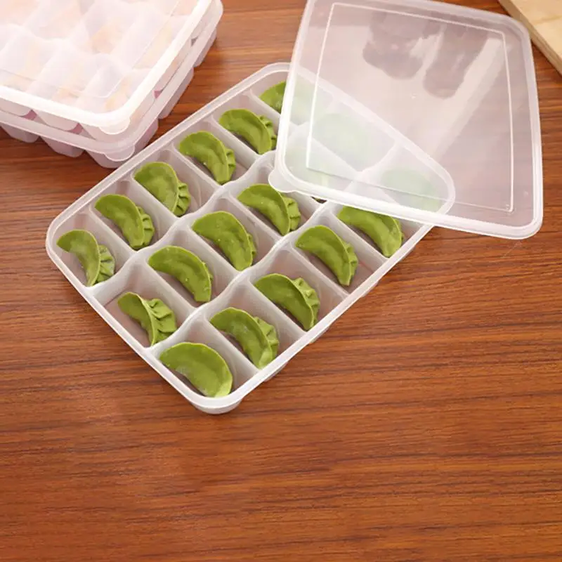 

Refrigerator Dumplings Storage Box Plastic Freezer Fridges Space Saver Food Container Organizer Rack Kitchen Storage Box