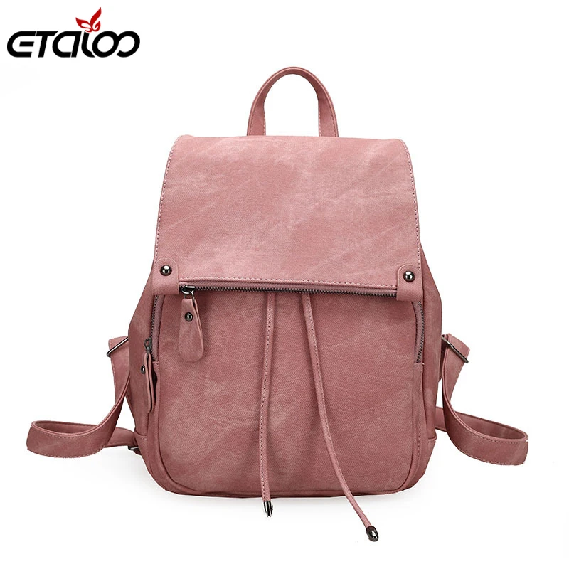  2020 College Wind Backpack Shoulder Bag PU Leather Women's bag fashion ladies backpack Mochila Esco - 32847972208