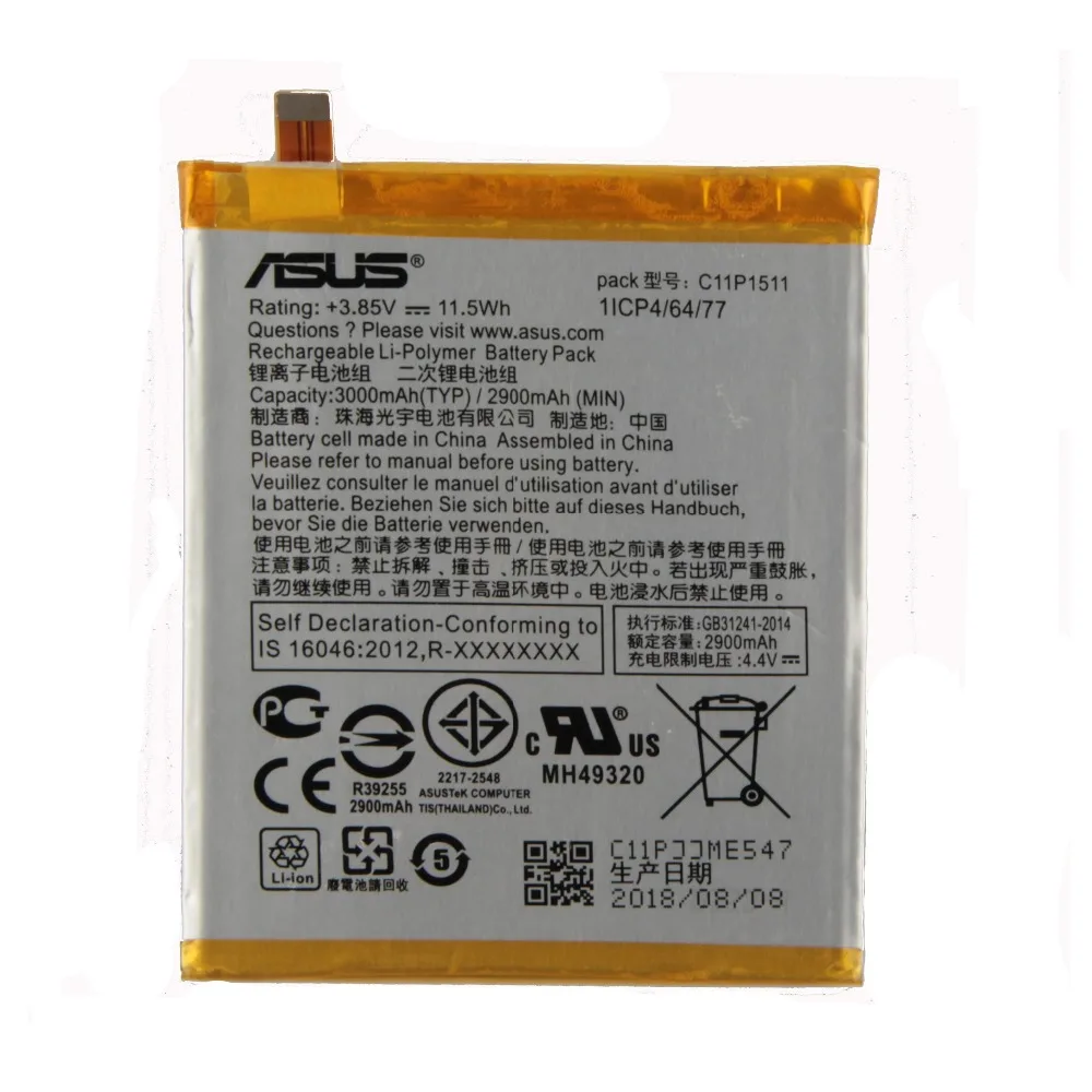 Аккумулятор ASUS высокой емкости C11P1511 для ASUS Zenfone3 Ze552kl Z012da Z012de 2900 мАч прямая линия
