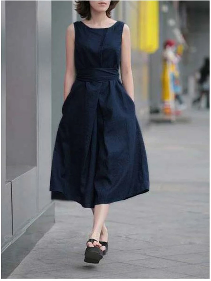 Black Linen Summer Dress