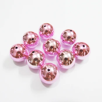 

Wholesale !! 20MM 100pcs/lot Bright Pink Acrylic UV Plated Beads