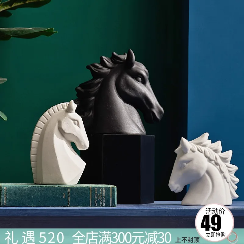 

Scandinavian Style Creative Living Room Ceramic Horse Interior Decoration Bedroom Simple Modern Personality Arrangement