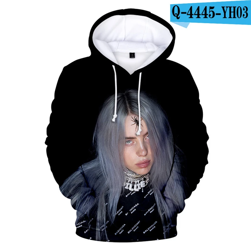 

Billie Eilish Hoodie Black Moletom 3D Hip Hop Hoodie Oversized 3D Printed Hoodie Hip Hop Clothing Printed Hoodies Men Printed
