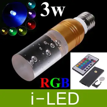 

Hot Sale Holiday Lamp RGB 16 Colors Crystal Led Bulbs Lamp E27 3W AC 90-240V LED Light Bulb +24keys Remote Controlled