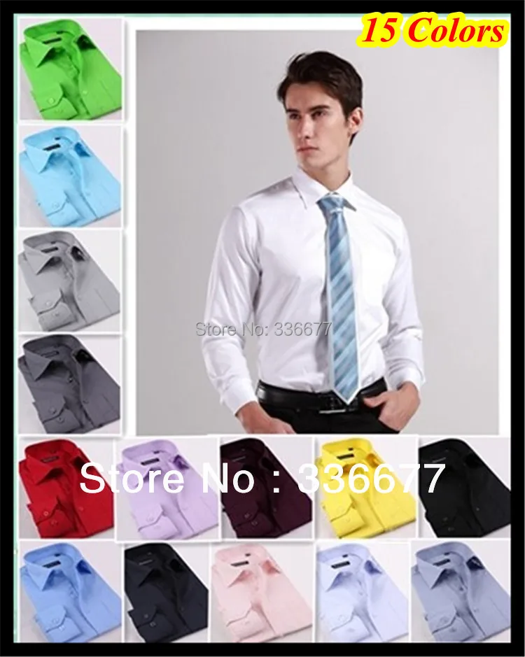 Free shipping XS XXXXL Classic fit mens brand business shirts long