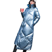 Новинка, пуховик на утином пуху, женская зимняя верхняя одежда, пальто, женская длинная Повседневная утолщенная теплая пуховая куртка, брендовая парка