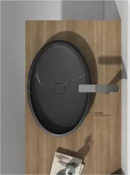 Online BATHROOM ABOVE COUNTER TOP Vessel Sink Natural Stone Oval Nero Marquina WASHBASIN 38588N