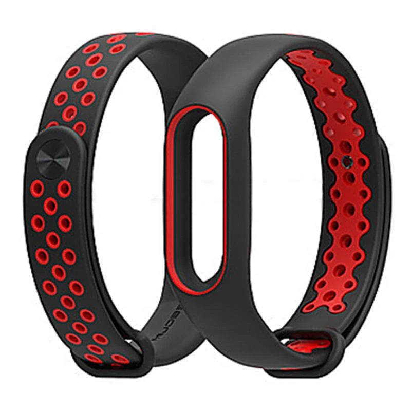 Black and Red Красочные силиконовые ремешок для Xiaomi Mi Группа 2 Замена браслета для Xiaomi Mi группа 2 Smart Band Браслеты - Цвет: Black and Red