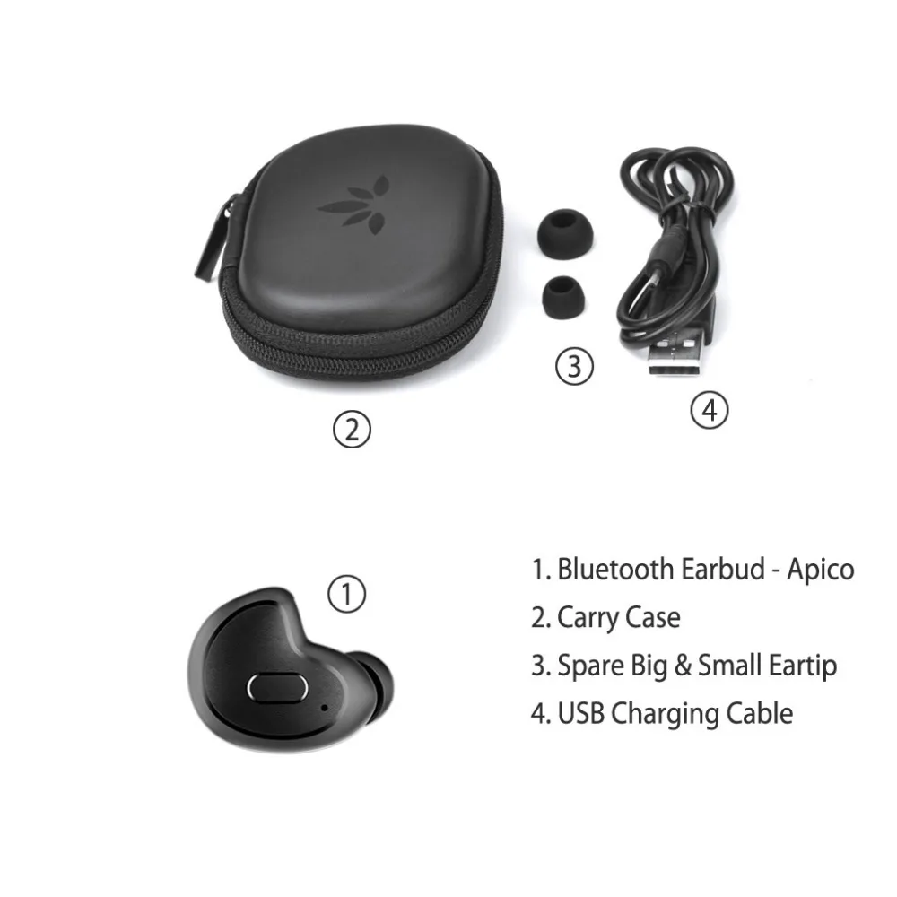 Avantree Мини Bluetooth вкладыши V4.1 с микрофоном плотно прилегающие беспроводные маленькие невидимые вкладыши для Подкаст аудиокниги gps музыка-Apico