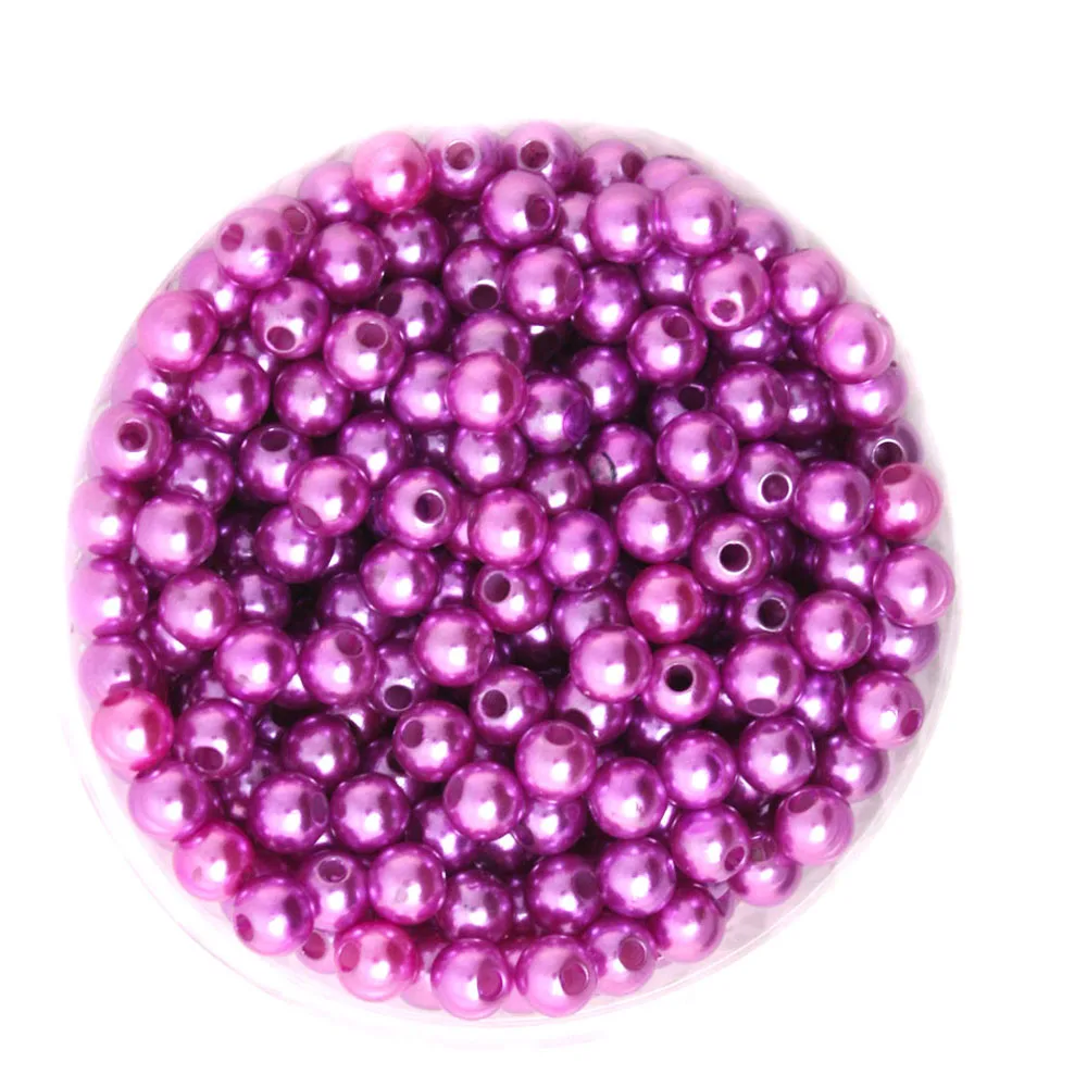 4 мм 6 мм 8 мм 10 мм круглая ABS акриловая имитация жемчуга пластиковые жемчужные бусины ювелирные изделия для DIY Горячая Мода ожерелье браслет - Цвет: Light Purple