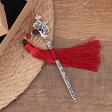 Китайский стиль Винтаж античный металлический Закладка ручной работы с длинными висящими бусинами традиционная книга Mark школьные принадлежности для офиса