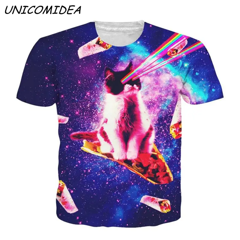 

2019 3D T Shirt Men Women Meat Roll Laser Cat Space Galaxy Printed Graphic Tshirts Casual Alpaca Pizza Plus Size Tops Tees 3XL