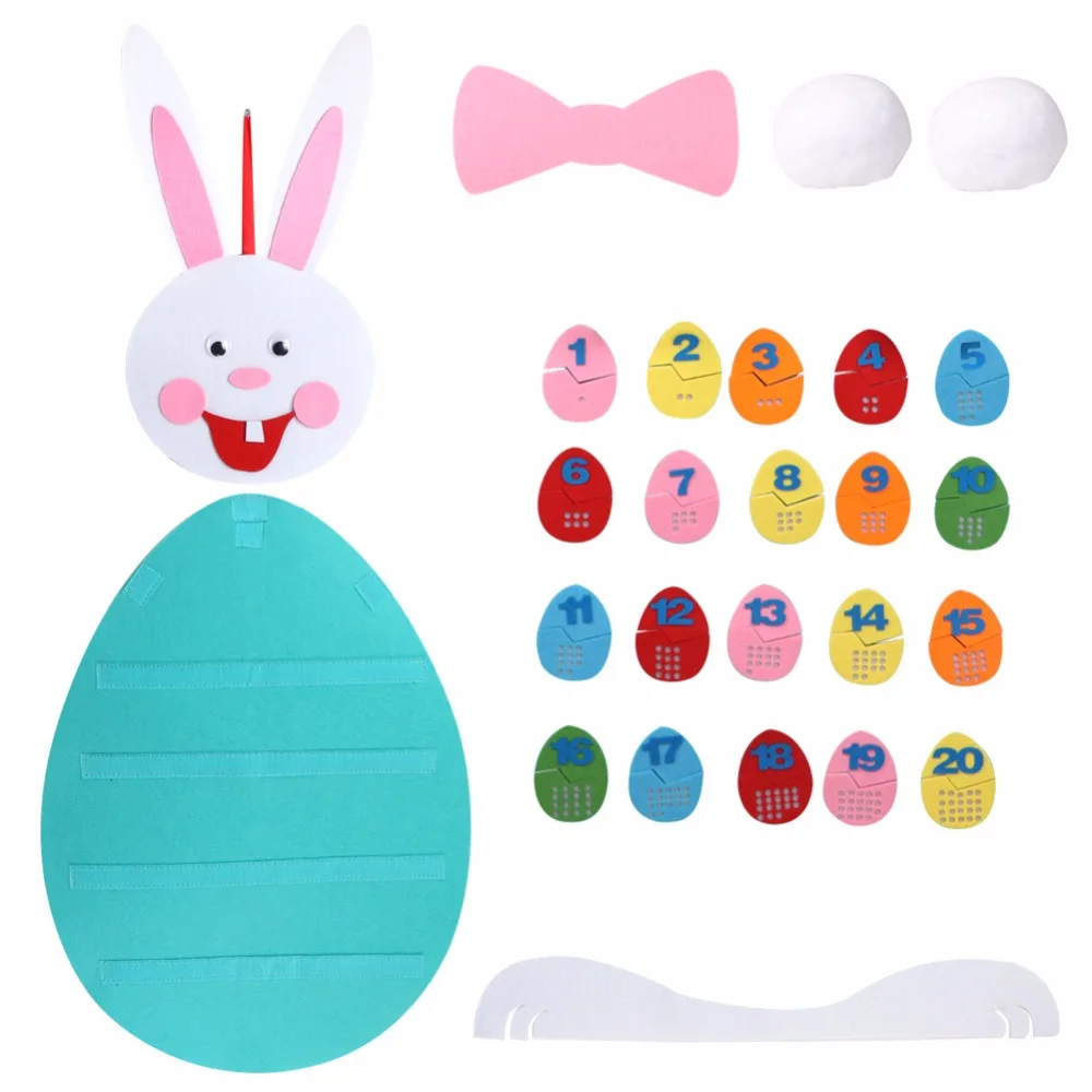 Теплый фетровый Пасхальный кролик счастливые пасхальные яйца кролик ремесло для детей развивающие игрушки Алфавит Номер игра-головоломка пасхальное украшение - Цвет: Number 1-20