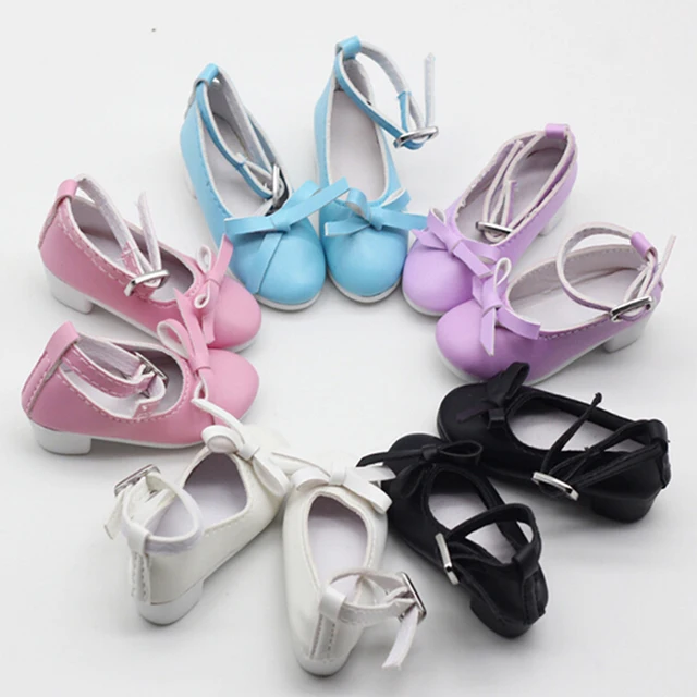 1pair 7.8cm 1/3 Dolls PU Leather Shoes for 16inch 60cm BJD 