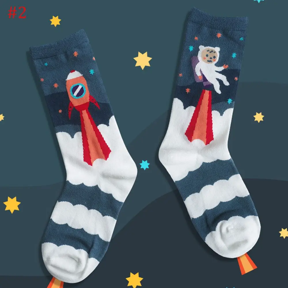 

1 Pair Boys And Girls Fashion Geometric Casual Style Over The Anklet Socks Ocean Lighthouse Space Rocket Cotton Warm Short Socks